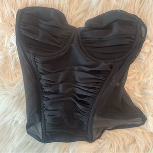 Zara Black Mesh Ruched Bustier Corset Top